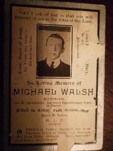 WWI hero Michael Walsh.Purple Hearts Reunited will conduct their first international ceremony in honor of WWI hero Private Michael Walsh on Nov. 16, 2018.